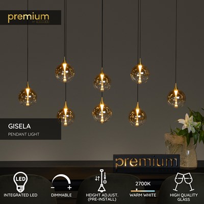 Lucide GISELA - Pendant light - LED Dim. - 8x3,9W 2700K - Amber | Premium